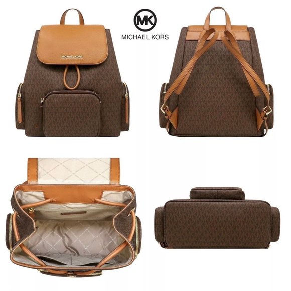 NWT Michael Kors Abbey Cargo Backpack Brown/Acorn - Picture 6 of 11
